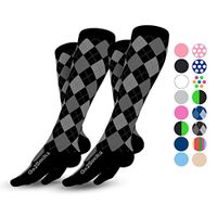 Go2Socks Compression Socks for Men Women Nurses Runners 20-30 mmHg Medical Stocking Athletic(2pBlackArgyle,M)