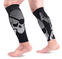 LEVEIS Skull Pirate Calf Compression Sleeves 1 Pair, Leg Performance Support for Shin Splint Calf Pain Relief Men & Women Guards Sleeves for Running Cycling
