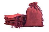 Sansam 25pcs 13.0cmx17.0cm/5.2''x6.8'' Wine Burlap Gift Bags Draw String Hemp/Hessian Bags, Jewelry Packing Pouches,Wedding Favor Gift Bags