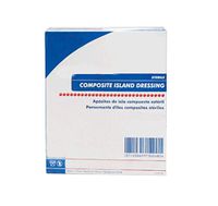 Composite Island Dressing. Case of 50 Adhesive Dressings 4" x 14" for Wound Protection. Absorbent dressings with Non-Adherent Island pad. Single use & Latex-Free. Waterproof Backing.