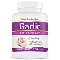 Bel-Air Garlic Extract - Odorless & max Strength Garlic 1000 mg Equivalence; 500:1 Parsley Seed Concentrate with Chlorophyll (120 softgels)