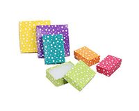 888 Display USA, Inc - 100 Qty Multi Color Polka Dot Jewelry Gift Packaging Cotton Filled Assorted Boxes - 2 5/8 x 1 1/2 x 1