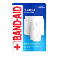 Band Aid Brand of First Aid Products Flexible Rolled Gauze Dressing for Minor Wound Care, Soft Padding and Instant Absorption, 4 Inches by 2.1 Yards, Value Pack 5 ct