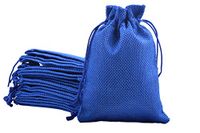 Sansam 50pcs 7.0x9.0cm/2.8''x3.6'' Royal Blue Color Small Drawstring and Lining Hemp/Hessian Bags, Jewelry Pouches, Wedding Favors, Jewelry Packing, Gift Bags