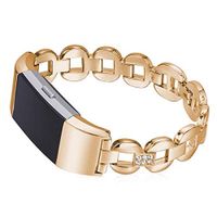 for Fitbit Charge 3 Band, Aottom Fitbit Charge 3 Bands Stainless Steel Women Rhinestone Diamond Replacement Band Metal Wirst Bands Jewelry Bracelet for Fitbit Charge 3 Fitness Accessories - Rose Gold