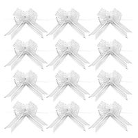 HEALLILY 12pcs Gift Pull Bows Glitter Yarn Pull Bows Gift Wrapping Wrap Ribbon Bow for Birthdays Easter Wedding Car Centerpieces Decoration (Silver)