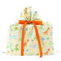 Baby Dinosaurs Reusable Fabric Gift Bag for Baby Shower or Child’s Birthday (Pale Peach, Medium 17 Inches Wide by 18 Inches High)