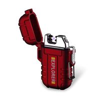 Plasma Dual Arc Electric Rechargeable Flameless Lighter Waterproof Windproof for Camping,Hiking,Outdoor Adventure (Red)