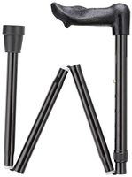 Unisex Molded Palm Grip Folding Adjustable Aluminum Folding Walking Cane - 33" to 37" (Left Hand Grip, Black)