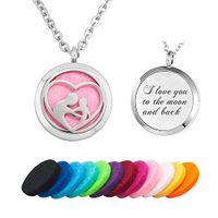 JewelryJo ~ I Love You to The Moon and Back ~ Heart Dad Mom Child Essential Oil Diffuser Necklace Aromatherapy Perfume Locket Pendant