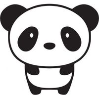 Cutie Panda - Vinyl 3" tall (Color: BLACK) decal laptop tablet skateboard car windows stickers - by So Cool Stuff