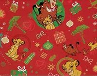 NS Holiday Christmas Wrapping Paper Lion King with Gridlines Gift Wrap (Bonus: Noelles Xmas Window Gel Clings) Greetings Party Festive 20 Feet 1 Roll