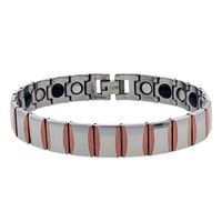 Double Accent 12MM Tungsten Carbide Mens Bracelet Tow Tone Bar Link Magnetic Bracelet (Size 8, 8.5 Inches), 8