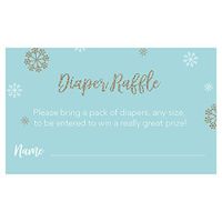 Winter Diaper Raffle Ticket Baby Shower Snowflakes Snow Aqua Blue Gold Diaper Wipes Raffle Ticket Insert Request Prize (25 Count)