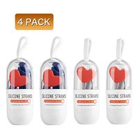 TAKEBEST Silicone Straws Drinking Reusable - Collapsible Straws with Cases and Cleaning Brushes BPA Free, 30&20 oz Tumbler Compatible for Travel,Office