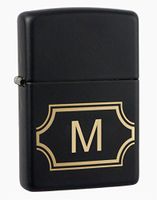 Zippo Black Matte with Nameplate Windproof Lighter with Initial"M"