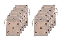 10 Pcs Printed Linen Bunches Pocket - Jewelery Gift Bag Chinese Herbal Medicine Bag Insect Repellent Bag (10 x 14 cm, Brown Chrysanthemum)