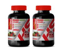 Immune System Vitamins for Men - Organic Greens Complex with Veggies, Greens, Fruits - Strawberry Supplement - 2 Bottles 120 Tablets