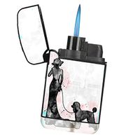 Classy Elegant Poodle - Refillable Flip Top Black Rubber Survival Camping Lighter