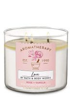 Bath & Body Works 3-Wick Aromatherapy Candle in LOVE — ROSE & VANILLA