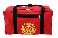 R&B Fabrications 200MC Nylon Turnout Gear Bag with Gold Malteses Cross, 13-1⁄2" x 13" x 24", Red