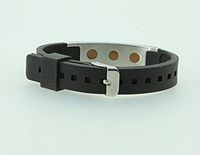1 Tourmaline Power Health Black Strap Bracelet + 2 QBP(R) EMF Protector Disc