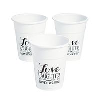Happily Ever After Disposable Wedding Cups (bulk set of 50) Reception Party Supplies