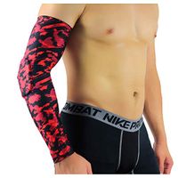RGA Elbow Pads Compression Sleeves Men Arm Sleeve with Pad for Basketball Football Volleyball Baseball Softball Cycling Running Fishing Tennis Elbow (Red, M)