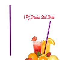 Stainless Steel Straws Reusable Lightweight Eco Friendly Dishwasher Safe Reusable Long Metal Straw (Purple)
