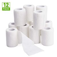 TOBWOLF 12PCS Self Adhering Bandage, 3" x5yd / 7.5cmx4.5m Cohesive Elastic Bandage Wrap Gauze Roll, Breathable Sports Tape, Medical Vet Wrap for Wrist Ankle Knee Leg Sprains Swelling - White