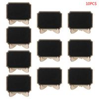 Junlinto,10pcs Wooden Mini Blackboard Table Sign Memo Message Stand Chalk Board Wedding Party Decoration Supplies