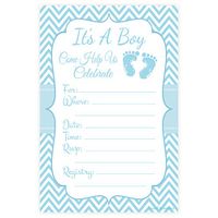 Blue Baby Feet - Boy Baby Shower Invitations - Fill In Style (20 Count) With Envelopes