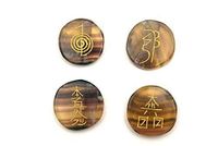 Fluorite Reiki Palm Stone Set with Symbols