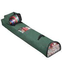 Primode Long Wrapping Paper Storage Bag Hanging | Heavy Duty Xmas Gift Wrap Storage Organizer with Detachable Accessory Tote Durable 600D Oxford (2PC Gift Wrap Case Set) 48"x 10"x 5" (Green)