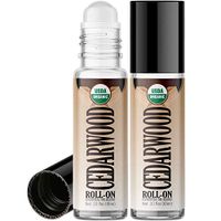 Organic Cedarwood Roll On Essential Oil Rollerball (2 Pack - USDA Certified Organic) Pre-diluted with Glass Roller Ball for Aromatherapy, Kids, Children, Adults Topical Skin Application - 10ml Bottle