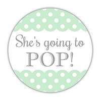 40 She's Going to pop Stickers, 2 inches - Ready to pop Labels - About to pop lables (Mint)