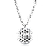 MESINYA 30mm Essential Oil Diffuser Necklace Aroma Hypo-Allergenic Magnetic Locket Pendant With 24'' Chain&Pads (Seed Of Life)