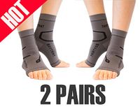 Thirty48 Plantar Fasciitis Socks, 20-30 mmHg Foot Compression Sleeves for Ankle/Heel Support, Increase Blood Circulation, Relieve Arch Pain, Reduce Foot Swelling (Grey & Grey (2 Pairs), Large)