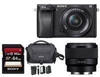 Sony Alpha a6300 Mirrorless Digital Camera w/ SELP1650 16-50mm & SEL50F18 50mm F1.8 Lens Bundle