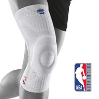 Bauerfeind Sports Knee Support NBA - Officially Licensed Basketball Brace with Medical Compression - Sleeve Design with Omega Gel Pad for Pain Relief & Stabilization (White, L)