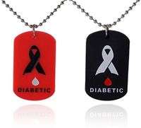Max Petals 2 Pack - Diabetes Dog Tags Medical Alert Necklaces Red and Black Silicone