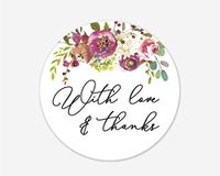 with Love and Thanks Stickers, Wedding and Bridal Shower Event Favor Labels (#379-019)