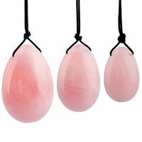 TUMBEELLUWA Yoni Egg Healing Crystal 3 PCS Drilled Massage Stones for Women to Train Pelvic Muscles Kegel Exercise, Rose Quartz