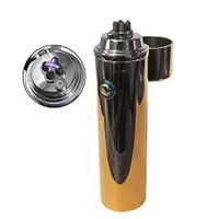Dual Arc Windproof Electric USB Pipe Lighter, Electronic Flameless Cigarette Lighter (Gold)