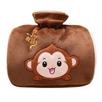 Lonson Hot Water Bottle with Cute Plush Cartoon Cover Classic Rubber Hand Warmer (Monkey)