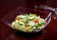 Zappy 6 Square Clear Plastic Serving Bowls 64 Ounce Heavyweight Disposable Salad Bowl, Pasta Bowls Clear Bowls | Perfect Rice Bowl, Fruit Bowl, Acai Bowl, Mixing Bowl, Punch Bowl, Ramen Bowl