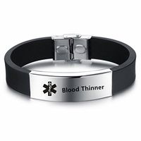 LiFashion LF Mens Stainless Steel Silicone Medical Alert Wristband Sos Blood Thinner Customized Medical ID Bracelet Awareness Emergency for Husband Son Boyfriend Grandpa Dad