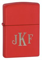 Personalized Zippo Red Matte Lighter with Free Roman Monogram