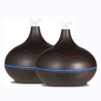 EcoGecko 2 Units Dark Wood Grain Look Essential Oil Diffuser,Ultrasonic Diffusing Cool Mist Humidifier with Timer for Office Home Bedroom Baby Room Study Yoga Spa, with Timer and 7 Color Night Light