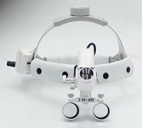 Dental 5W LED Surgical Headlight 2.5X420mm Leather Headband Loupe with Light DY-105 White by SuperElight
